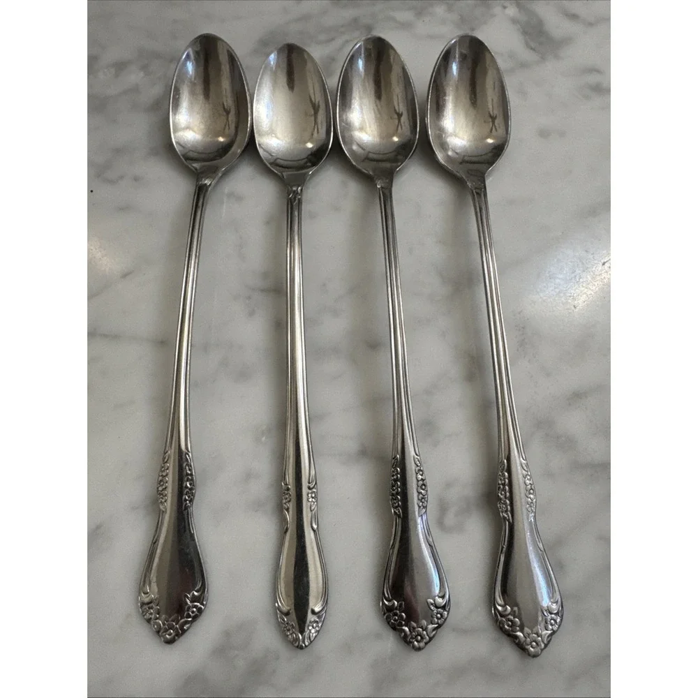 Oneida Silver Stainless Mansfield  Iced‎ Te La Spoons 7 5/8